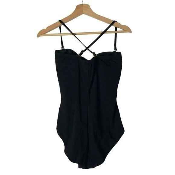 Gottex Swim Black Solid Snake Skin One Piece Swimsuit 8 - Picture 2 of 4